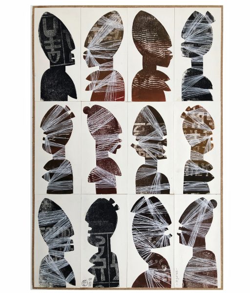 - injuries -  Linoldruck, Mischtechnik 2021   60x50cm