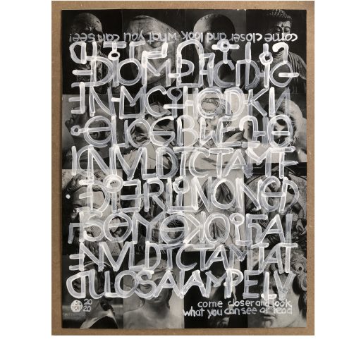 come closer and look what you can see or read - 2020 Mischtechnik.  80x60